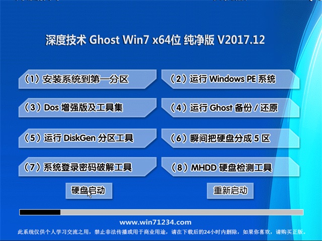 深度技术 Ghost Win7 64位纯净版 201712
