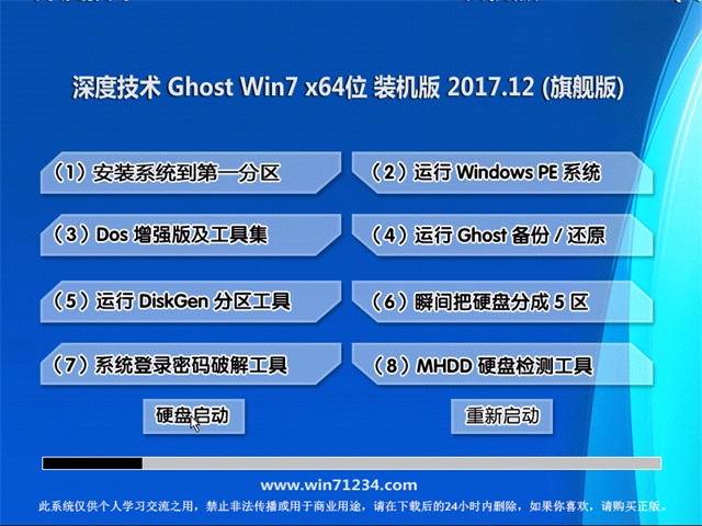 深度技术 Ghost Win7 64位旗舰版 201712