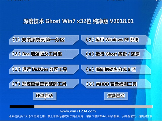 深度技术 Ghost Win7 32位纯净版 201801