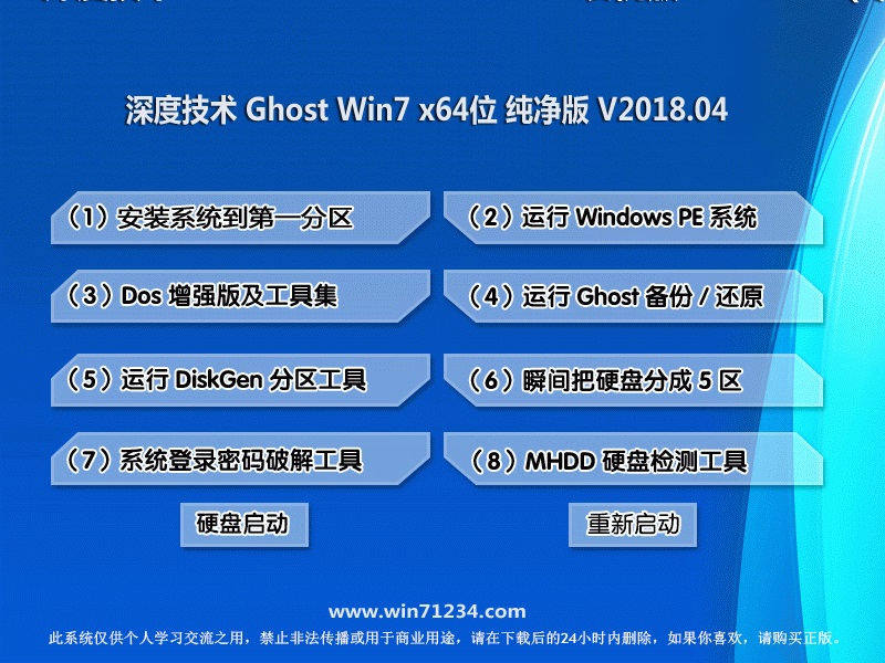 深度技术 Ghost Win7 64位纯净版 201804